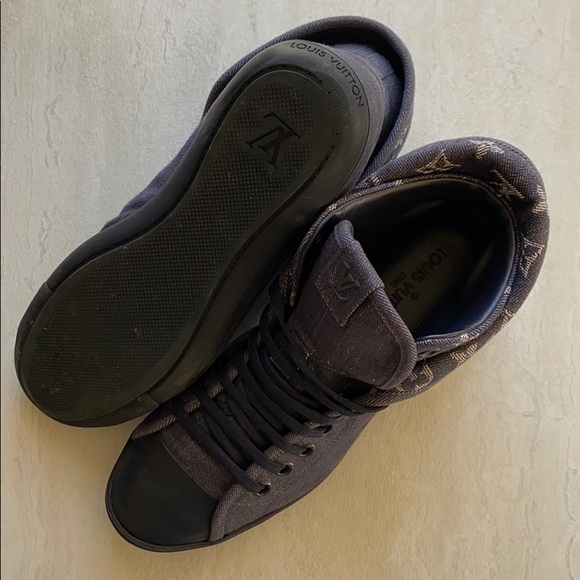 LOUIS VUITTON Monogram Denim High Top Sneakers - Picture 10 of 14
